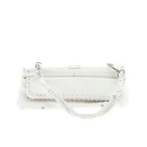 NWT$220 ADRIENNE VITTADINI WHITE BRAID MINIMAL 90S VTG Y2K BAGUETTE SHOULDER BAG